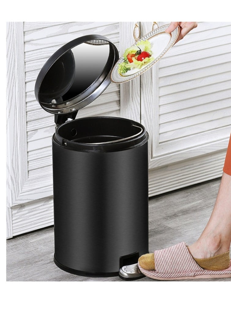 Generic - Trash Bin,12 Liter Stainless Steel Pedal Bin，Classic Round Pedal Trash Can, Hands-Free Ideal for Kitchen, Bathroom, Bedroom, Office, Round Shape Trash Can, Rose Gold - Image 1