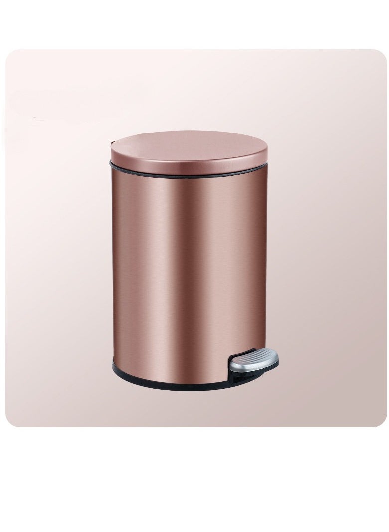 Generic - Trash Bin,12 Liter Stainless Steel Pedal Bin，Classic Round Pedal Trash Can, Hands-Free Ideal for Kitchen, Bathroom, Bedroom, Office, Round Shape Trash Can, Rose Gold - Image 1