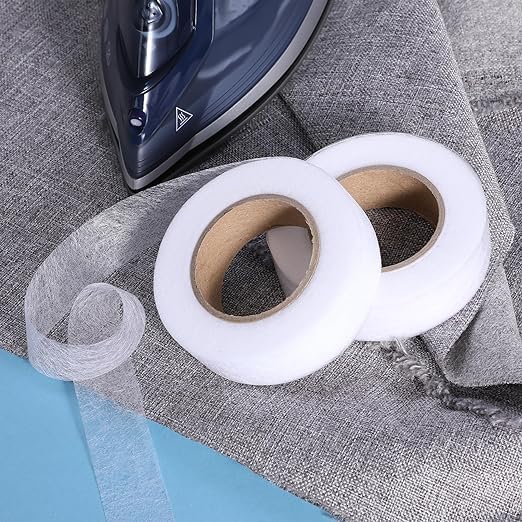 karmet karmet Iron on Hem Tape Fabric Fusing Hemming Tape Wonder Web Adhesive Hem Tape for Pants Each 100 Yards 2 Pack White  - Image 1