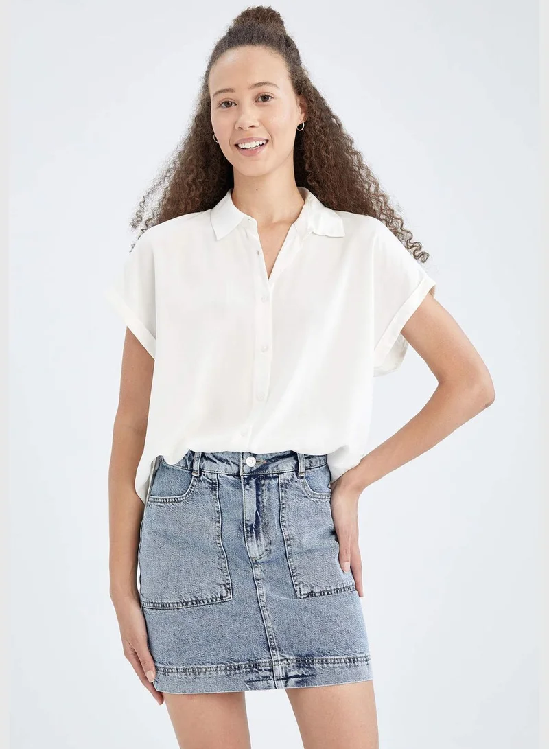 DeFacto Short Sleeved Regular Fit Shirt Neck Top