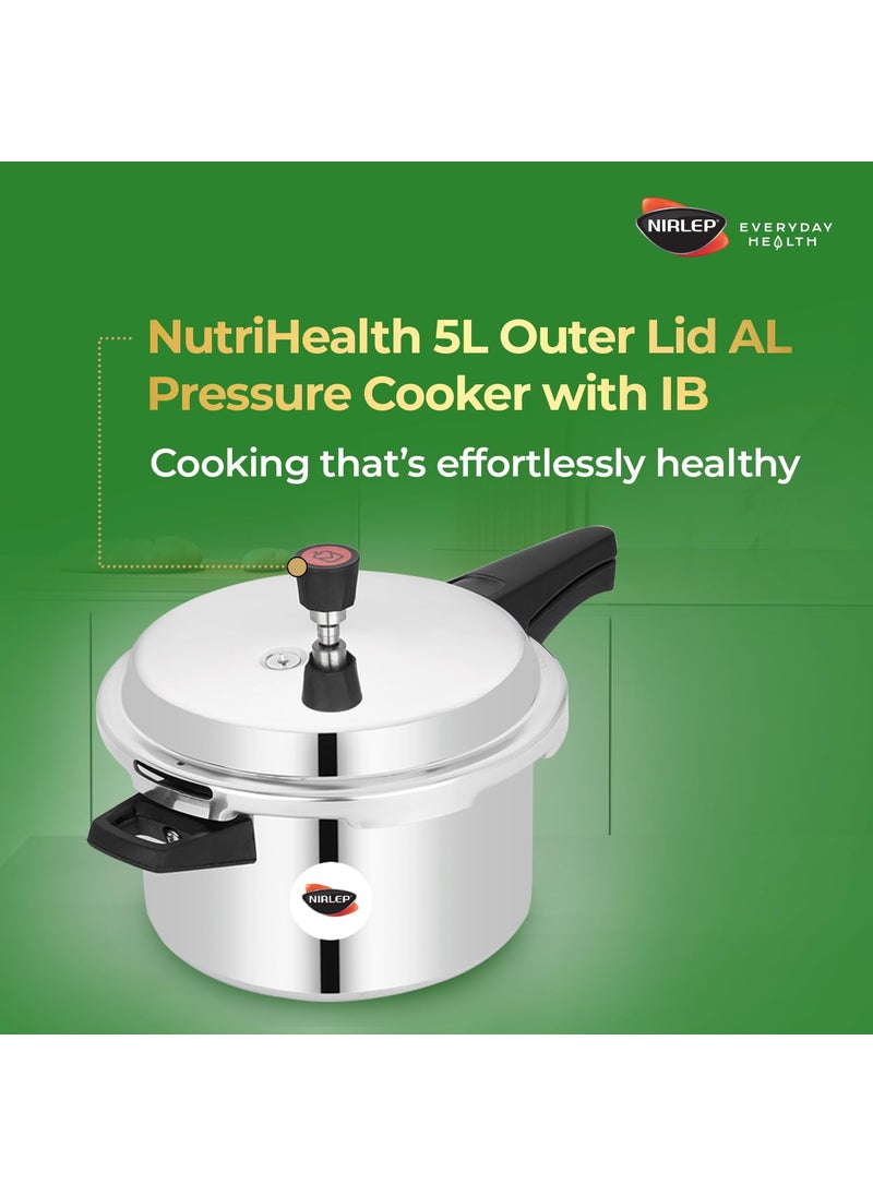 NIRLEP Nirlep NutriHealth 5 Litre Outer Lid Aluminium Pressure Cooker with Induction Bottom  - Image 2