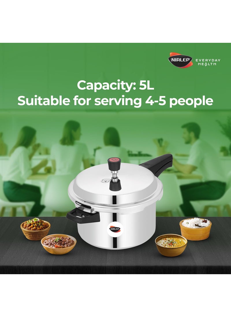 NIRLEP Nirlep NutriHealth 5 Litre Outer Lid Aluminium Pressure Cooker with Induction Bottom  - Image 5