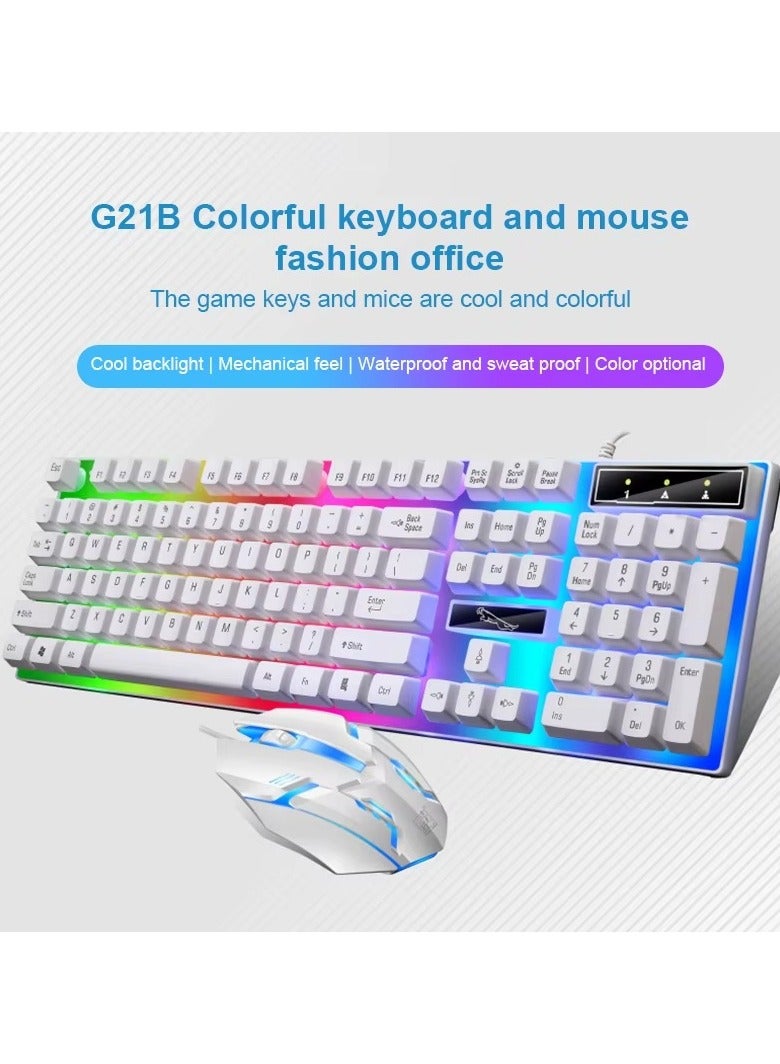 Led Gaming Keyboard With Mouse Set White  - Image 2