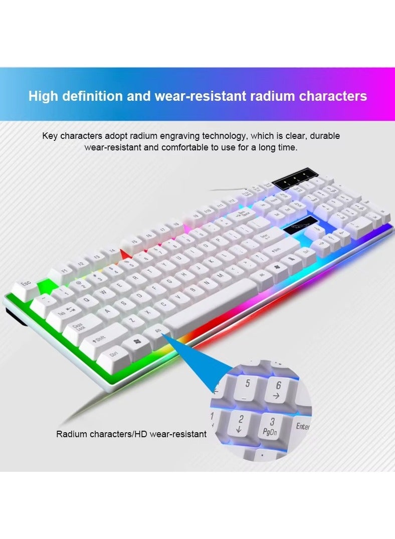 Led Gaming Keyboard With Mouse Set White  - Image 4