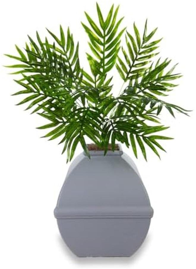Generic - The Courtyard Hidden Litter Box Artificial Plants And Enclosed Square Cat Planter Litter Box Vented And Odor Filter Easy To Clean St Gray - Image 1