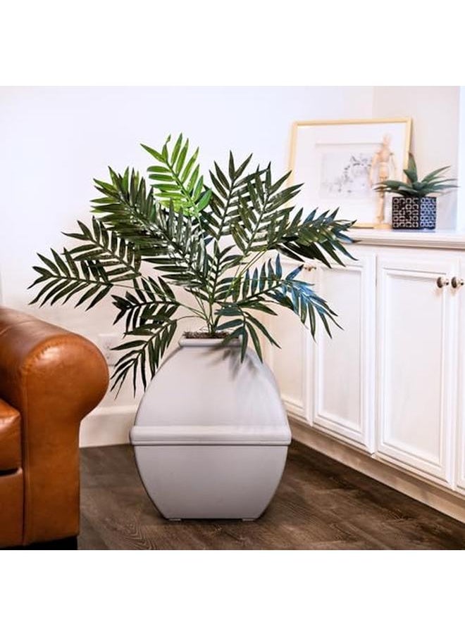 Generic - The Courtyard Hidden Litter Box Artificial Plants And Enclosed Square Cat Planter Litter Box Vented And Odor Filter Easy To Clean St Gray - Image 1