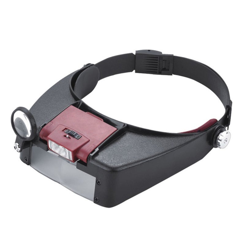 Red Headset Magnifying Glass: 1.5X To 8X Optical Grade Polycarbonate Lenses - Lightweight Acrylic Coated Lenses for Comfort, Adjustable Headband & Visor, LED Illumination for Close Work - Image 5