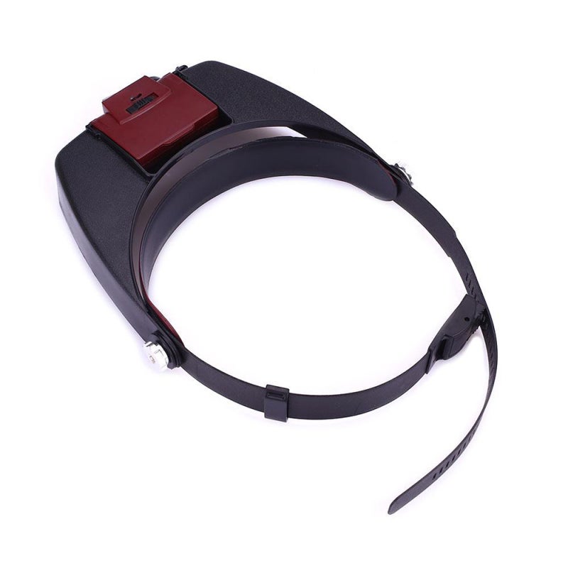 Red Headset Magnifying Glass: 1.5X To 8X Optical Grade Polycarbonate Lenses - Lightweight Acrylic Coated Lenses for Comfort, Adjustable Headband & Visor, LED Illumination for Close Work - Image 3