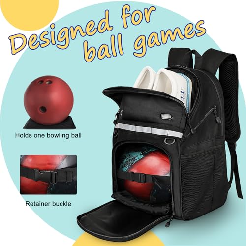 Goloni Bowling Backpack,Single Ball Bag with Shoe Compartment Up to Size 16,Bowling Bag with Padded Ball Holder - Image 3