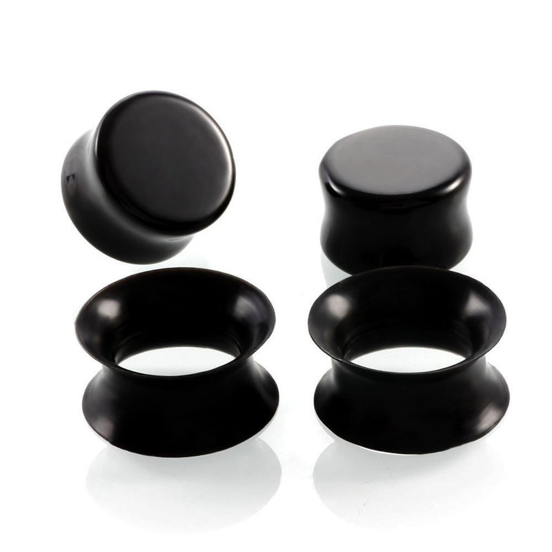 HQLA 2 Pairs Black Natural Obsidian Stone/Ultra-Thin Silicone Ear Gauges Plugs Tunnels Expanders Stretcher Body Piercing Jewelry,2g-5/8''(6mm-16mm) … (0g(8mm)) - Image 2