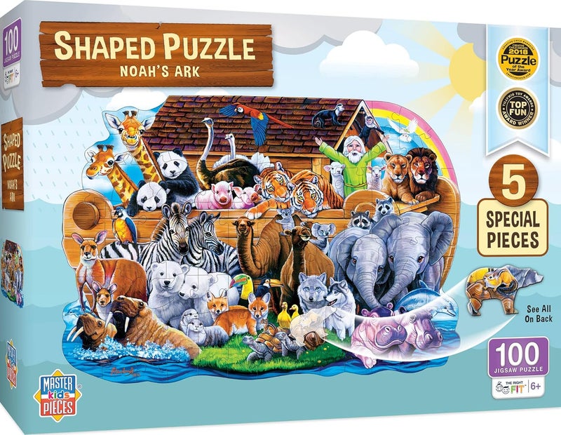 MasterPieces 100 Piece Shaped Jigsaw Puzzle for Kids  Noahs Ark  14x19 - Image 1