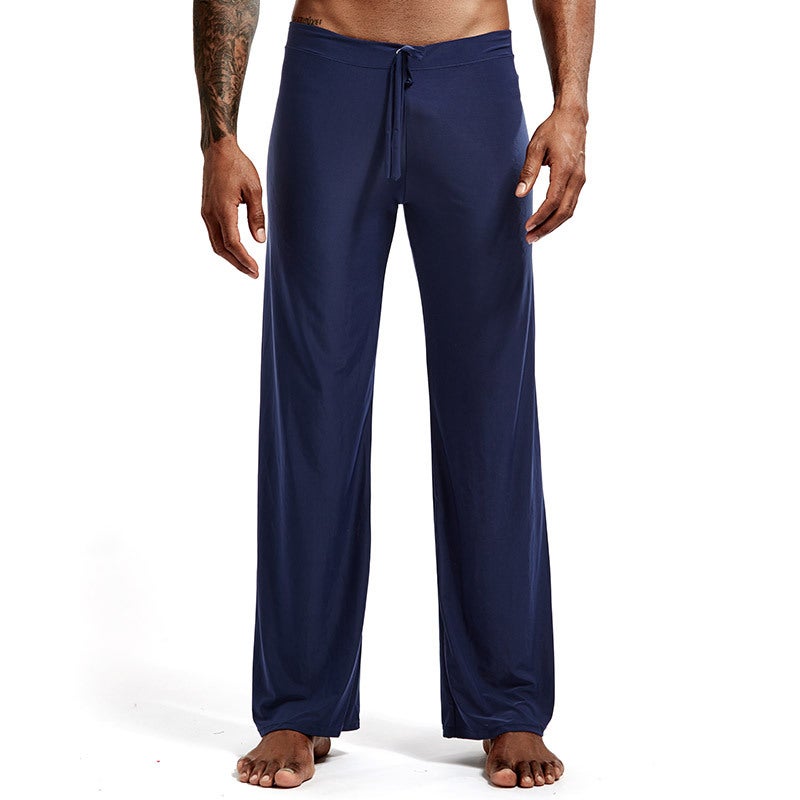 Mens Solid Color Lounge Pants Breathable Large-Size Coffee - Image 2