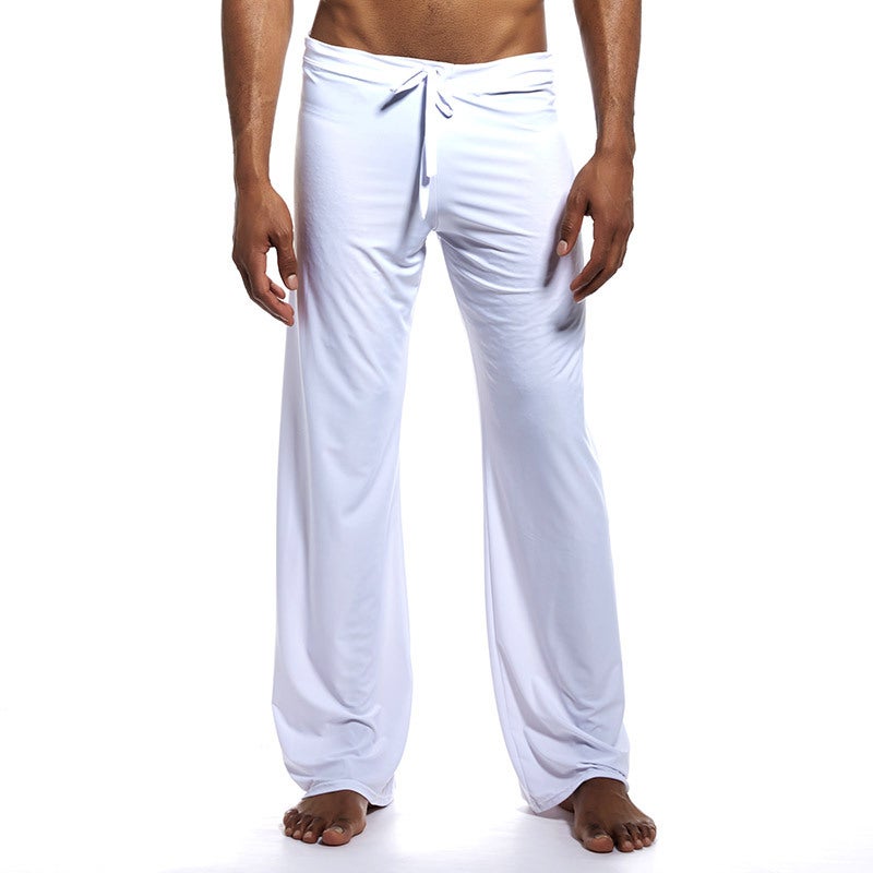 Mens Solid Color Lounge Pants Breathable Large-Size Coffee - Image 5