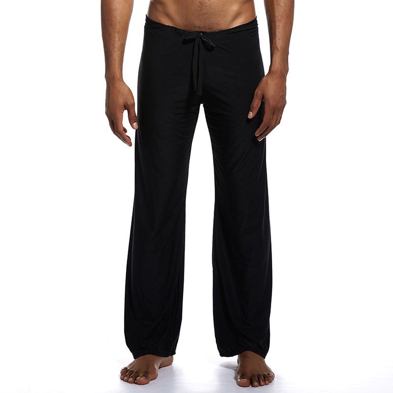 Mens Solid Color Lounge Pants Breathable Large-Size Coffee - Image 3