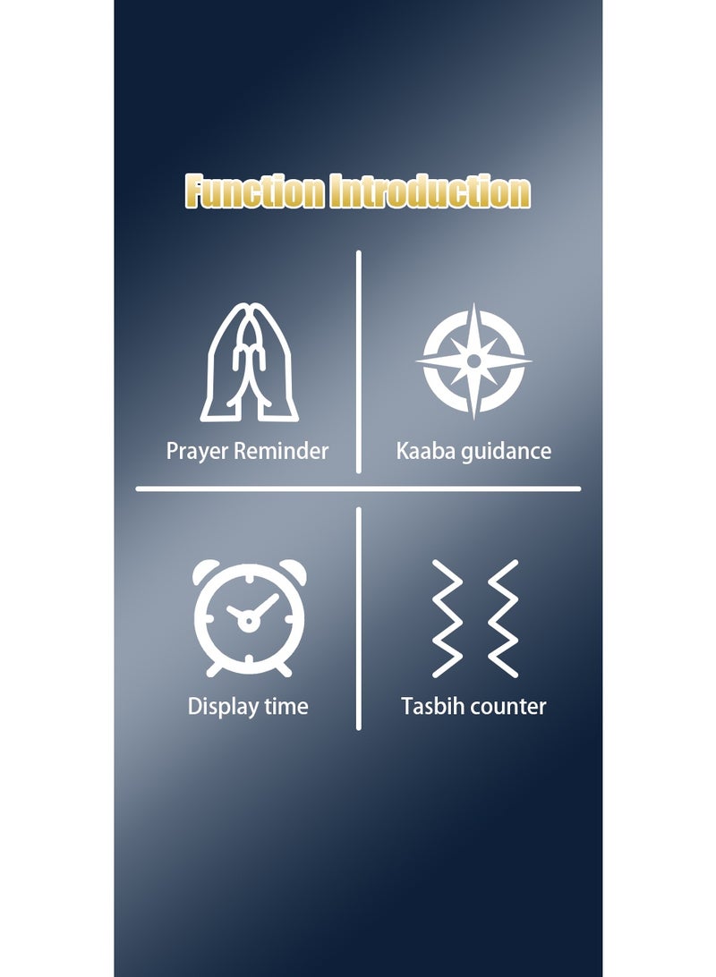 خاتم تسبيح ذكي للذكر والصلاة، شاشة OLED، عداد تسبيح وعدادات صلاة مع بطارية كبيرة، خاتم محظوظ، ساعة منبه الأذان، خاتم ذكي مقاوم للماء وردي 22 مم - Image 5
