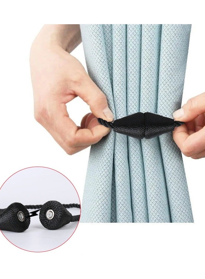 Curtain Tying Rope, Cone-shaped Magnetic Suction Buckle,No Punching Hook, Curtain Tying Accessory, Pointed Straight Magnetic Suction Tying Strap(1 Pair)  - Image 1