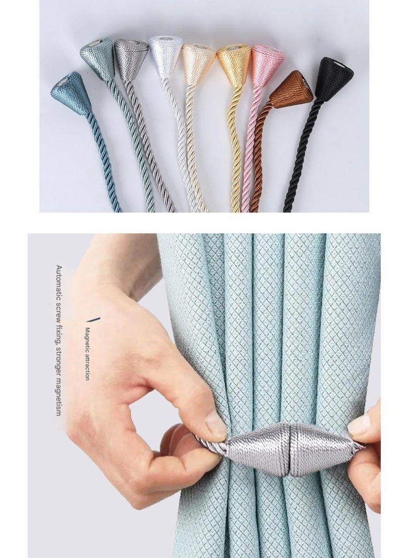 Curtain Tying Rope, Cone-shaped Magnetic Suction Buckle,No Punching Hook, Curtain Tying Accessory, Pointed Straight Magnetic Suction Tying Strap(1 Pair)  - Image 3