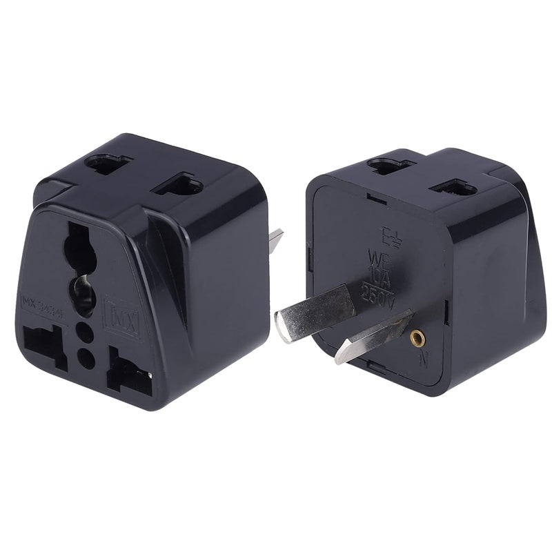 MX Universal Travel Adapter Type I India to Australia 2 in 1 Conversion Plug for Home and Official use Black Pack of 2 - Image 1