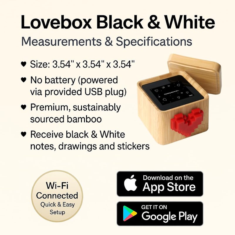 Lovebox Black & White | Love Note Messenger | Meaningful for Mom, Dad, Wife, Husband, Grandma, Grandpa, Kids, Couple Gift, Long Distance Relationship Gift - Image 5
