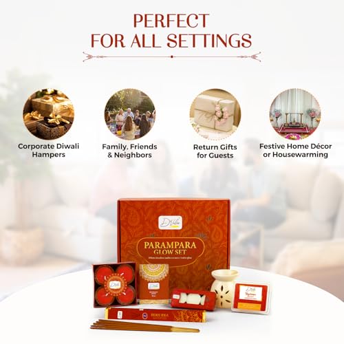 D'Velas D’Velas™ Parampara Glow Christmas Gift Box | Ceramic Aroma Burner, Wax Melts, Tealights, Scented Candles, Fragrance Sachet & Incense Sticks | Holiday Home Decor & Premium Christmas Gifting Set - Image 2