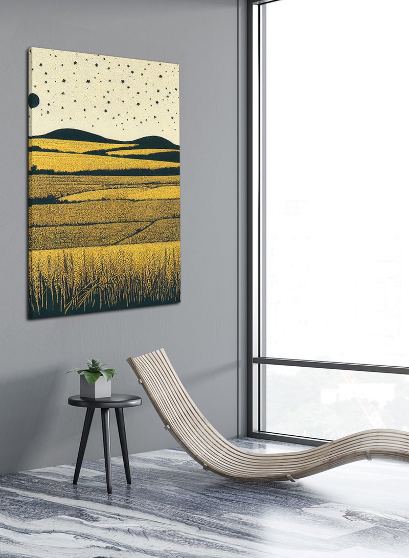 LOWHA Canvas Wall Art Stretched Over Wooden Frame with The Farm Painting - Image 1