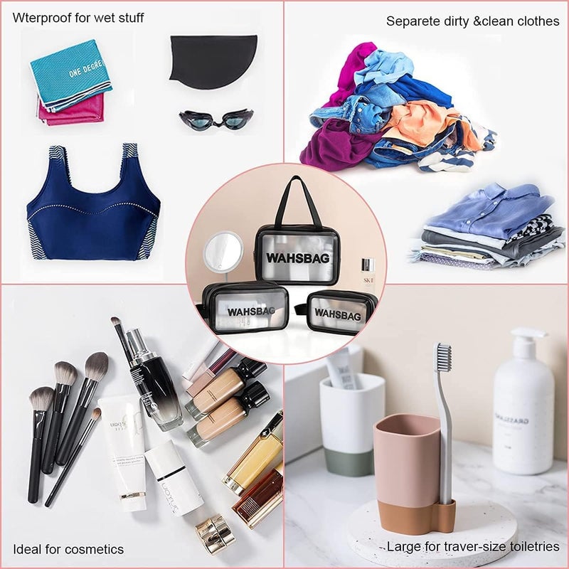friendizana 4ever Washbag Set of 3 pcs Cosmetic Toiletry Makeup Vanity Shaving Household Grooming Travel Storage Organizer Bags Pouch kit Pack for Men Women Girls Travel - Image 5