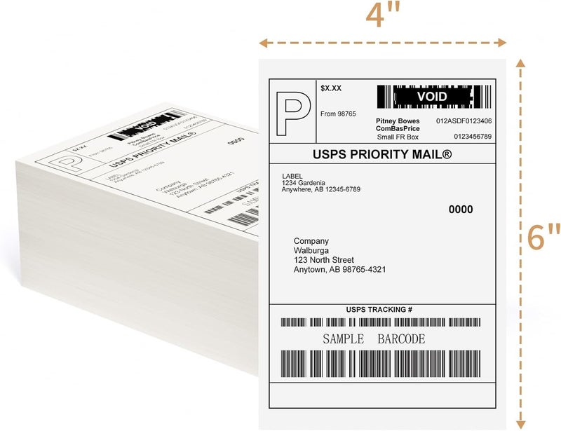 MBLABEL Thermal Direct Labels, 4"x6" Fanfold Thermal Label Printer Paper, Thermal Shipping Label Compatible with Zebra, MUNBYN and Rollo, Permanent Adhesive (500 Labels) - Image 3