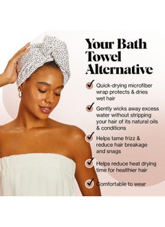 Kitsch Kitsch Microfiber Hair Towel Wrap for Women - Anti-Frizz Quick Dry Towel, Super Absorbent Microfiber Towel for Hair, Hair Drying Towel Wrap, Hair Towels, Hair Turban Towel for Wet Hair - Micro Dot  - Image 4
