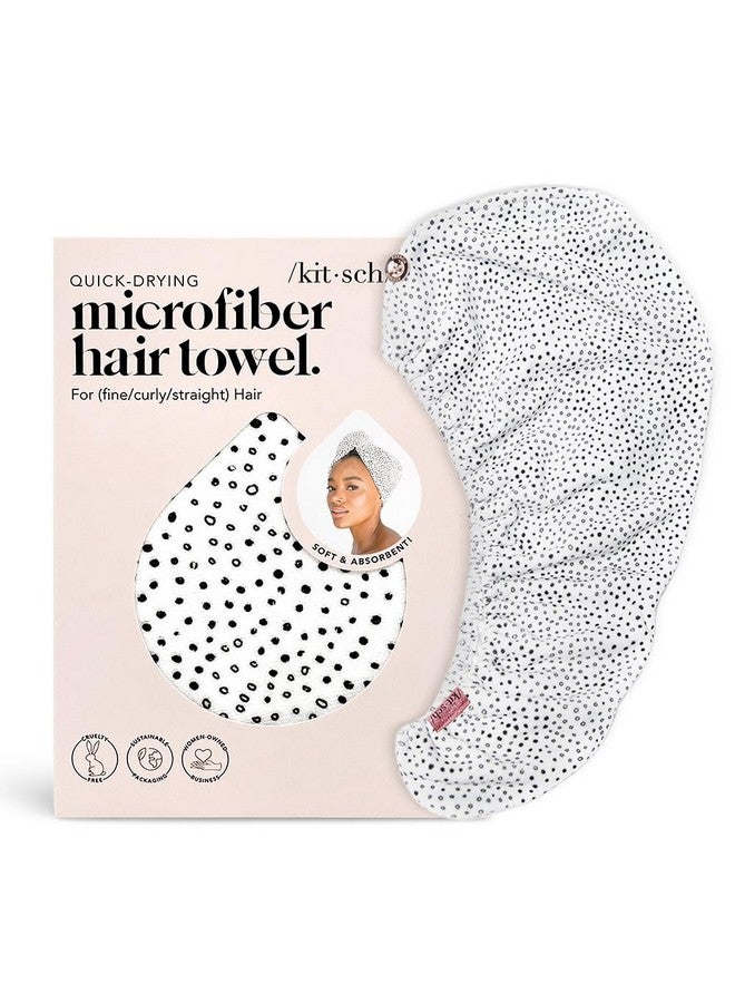 Kitsch Kitsch Microfiber Hair Towel Wrap for Women - Anti-Frizz Quick Dry Towel, Super Absorbent Microfiber Towel for Hair, Hair Drying Towel Wrap, Hair Towels, Hair Turban Towel for Wet Hair - Micro Dot - Image 2
