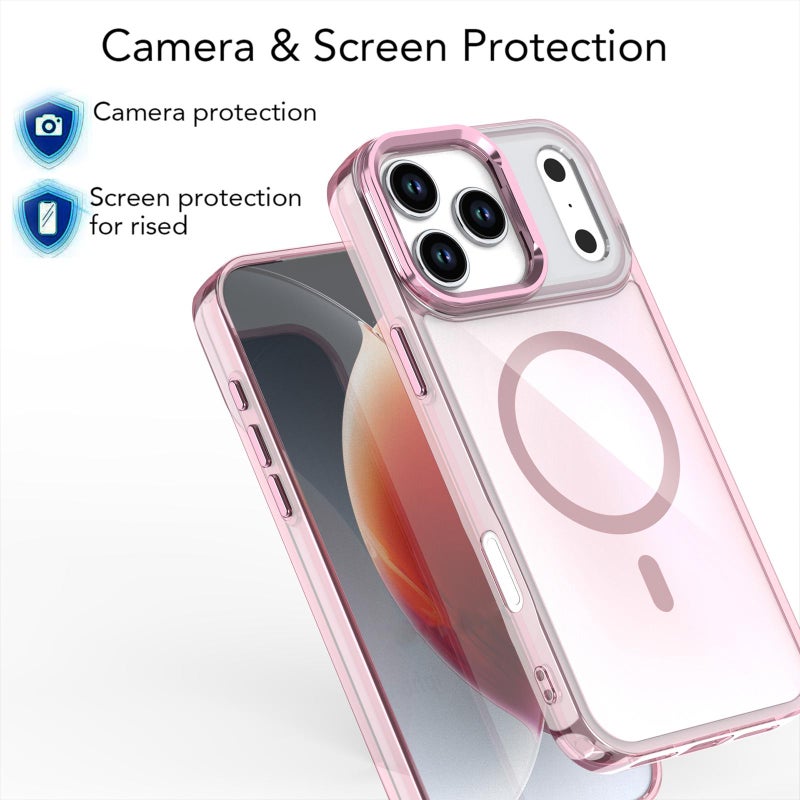 erorex For iPhone 17 Pro Max Plating Gradient Discolor MagSafe Phone Case with Holder(Black) - Image 3