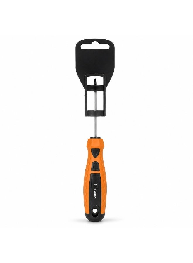 PH0 x 80mm Phillips Screwdriver, Long Shaft Cross Head Screwdriver With Orange Black Anti-Slip Comfort Grip Handle For DIY, Electronics, Furniture & Home Repair - Image 2