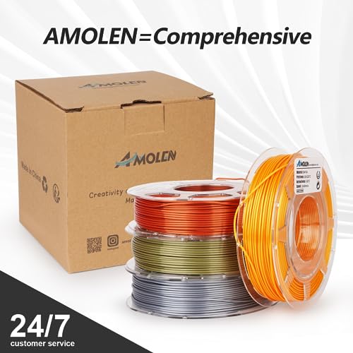 AMOLEN خيوط طباعة ثلاثية الأبعاد من AMOLEN PLA خيوط PLA 1.75 مم حزمة خيوط حريرية، ذهبية، فضية، برونزية، نحاسية حمراء، حزمة خيوط الطباعة ثلاثية الأبعاد، 200 جرام × 4 بكرة - Image 5