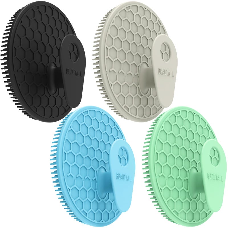 BEAUTAIL Silicone Body Scrubber 4 Pack BEAUTAIL Shower Bath Scrubber Gentle Exfoliating Brush for Women Men Sensitive Skin More Hygienic Than Traditional Loofah Long Lasting BlackGrayGreenBlue - Image 3