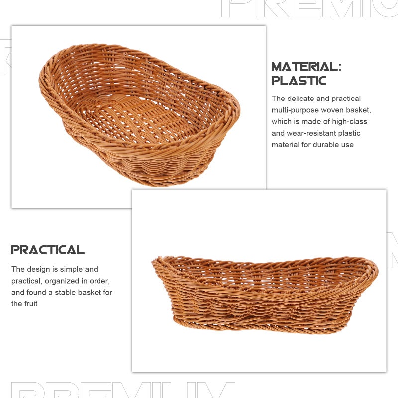 Hand Woven Rattan Bread Basket Set With Plastic Liner 3pcs Kitchen Storage - Image 3