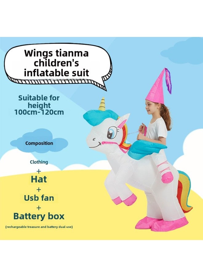 Funny Toy Mount Funny Costume Animal Prop Costume Dinosaur Inflatable Clothes Pants Children Adult-Color:Wings Tianma—children - Image 1