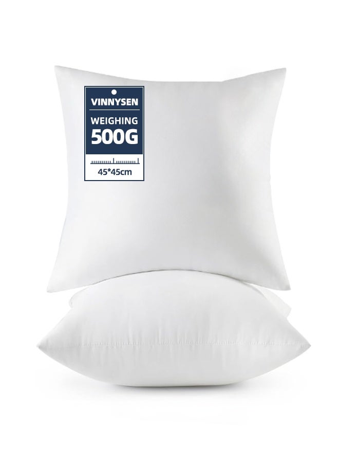 VINNYSEN حشوة وسادة زينة مقاس 45×45 سم، خفيفة الوزن، ناعمة، مصنوعة من البوليستر، بديل للريش، قابلة للغسل في الغسالة، لون أبيض - Image 1