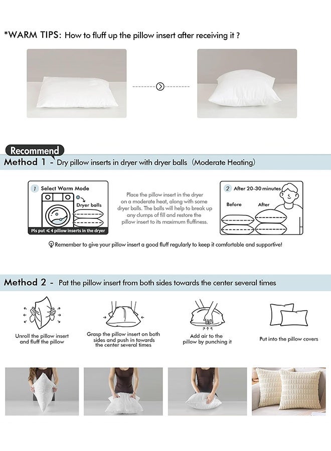 VINNYSEN حشوة وسادة زينة مقاس 45×45 سم، خفيفة الوزن، ناعمة، مصنوعة من البوليستر، بديل للريش، قابلة للغسل في الغسالة، لون أبيض - Image 4