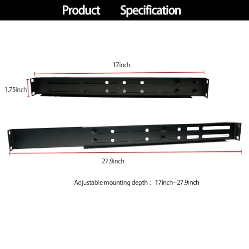Suprwin 1U Server Rack Rails, Universal Rack Mount Rails Fit for Dell Compaq Hp IBM APC, 4-Post Server Rack Shelf Rail, 17"-27.9" Adjustable Depth,110 Lbs Capacity - Image 2