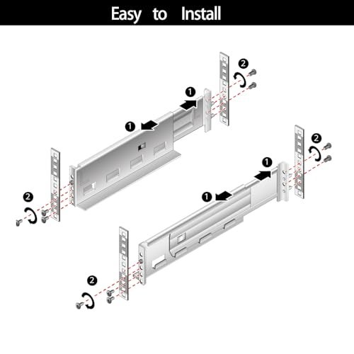 Suprwin 1U Server Rack Rails, Universal Rack Mount Rails Fit for Dell Compaq Hp IBM APC, 4-Post Server Rack Shelf Rail, 17"-27.9" Adjustable Depth,110 Lbs Capacity - Image 3