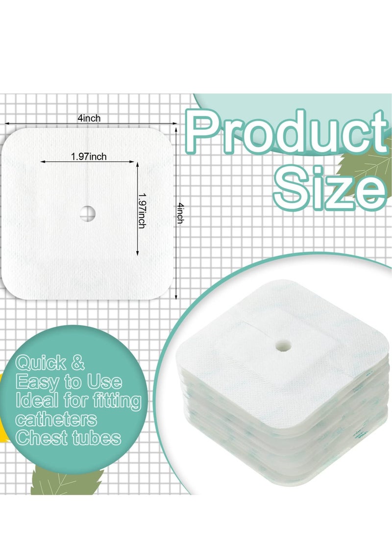كابتن تيك Feeding Tube Pad, Gtube Covers Split Drain Adhesive Bandage PD Dialysis Catheter Patch PEG J Foley Tubing Stabilization Device(Pack of 30 4 x 4 Inch) - Image 3