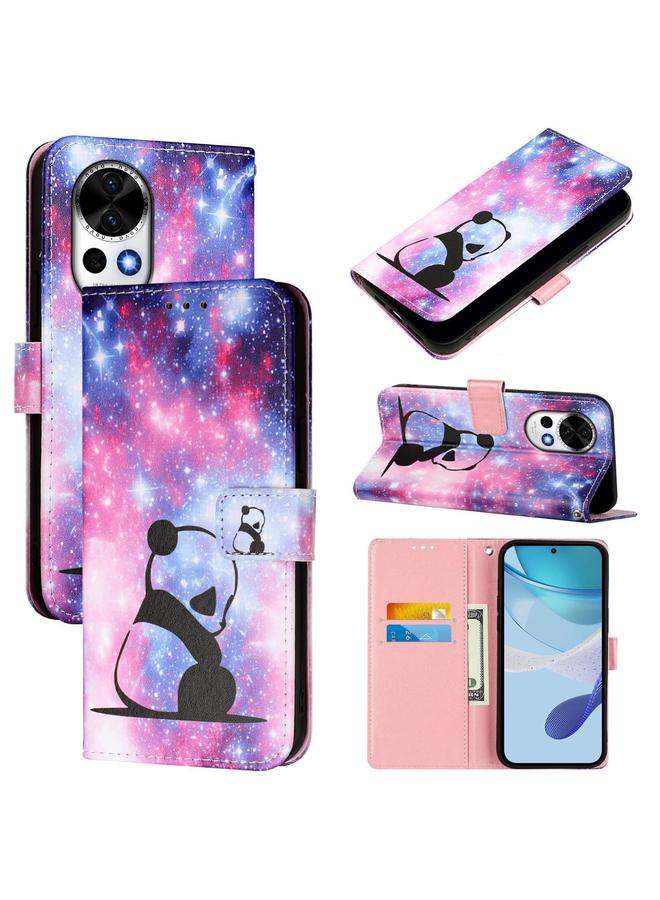 جرين تايجر جراب لهاتف Huawei nova 13 / nova 12 مصنوع من الجلد المنسوج البسيط بنمط رسم ملون - Image 1