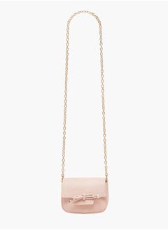 Little Missy Girls Bow Accent Crossbody Bag with Chain Strap and Button Closure  - Image 2