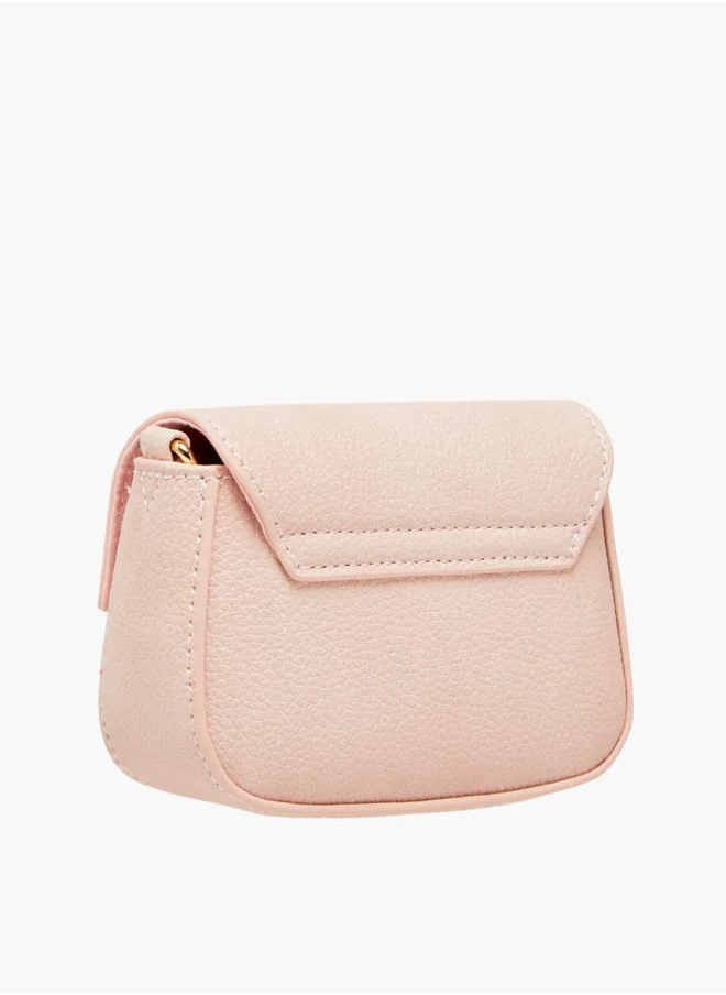 ميسي الصغيرة Girls Bow Accent Crossbody Bag with Chain Strap and Button Closure