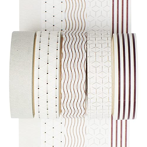 YUBX 5 Rolls Washi Tape Set Creative Basic Skinny Decorative Tapes for Arts, DIY Crafts, Bullet Journals, Planners, Scrapbooking, Wrapping (Dot) - Image 1