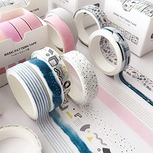 YUBX 5 Rolls Washi Tape Set Creative Basic Skinny Decorative Tapes for Arts, DIY Crafts, Bullet Journals, Planners, Scrapbooking, Wrapping (Dot) - Image 4