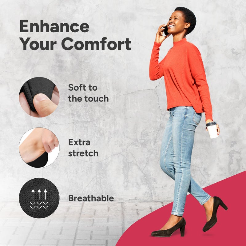 Eedor Women's No Show Socks, Comfy and Breathable Non-Slip, Low Cut Invisible Liner Socks for Casual and Formal Wear, Durable, Soft, Stretchable Fabric - 3 Pairs, Medium, Size 7-8 - Black - Image 4