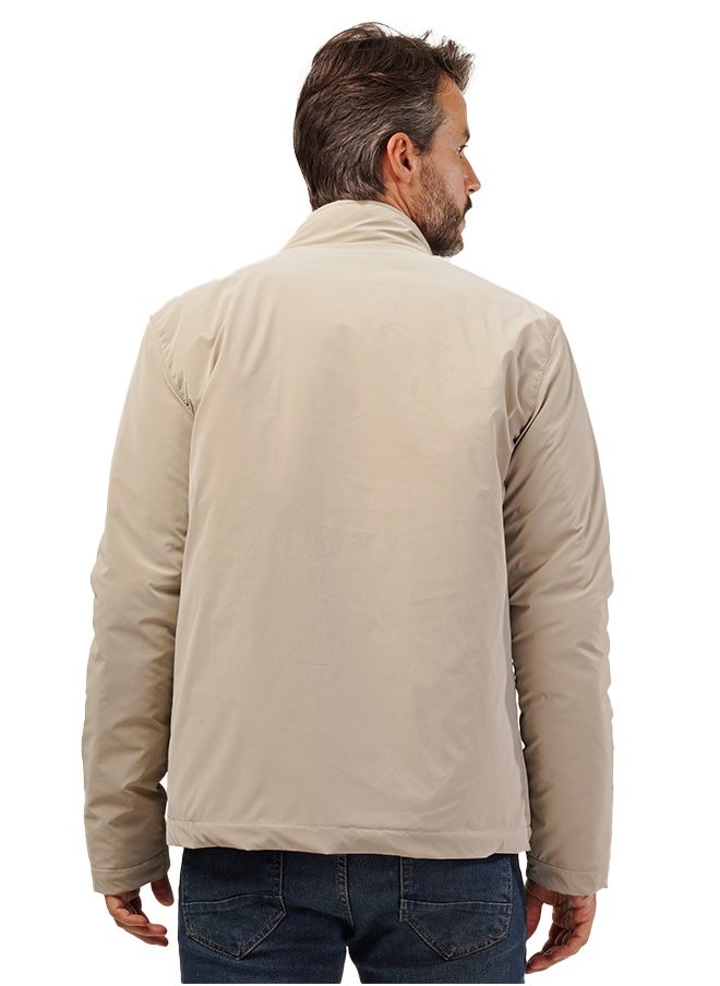 clever Men's Waterproof Jacket - Fiber Lined- Beige  - Image 3