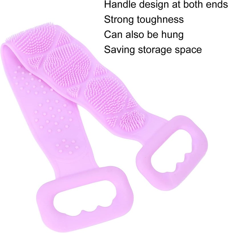 klarako Silicone Back Scrubber, Double Sided Bath Shower Exfoliating Back Cleaning Belt, powerful body cleaning Strap cleansing pores, preventing acne from clogging back pores for Men Women(Purple) - Image 5