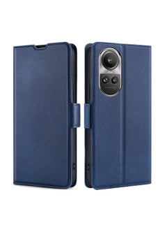 ماركة غير محددة جراب هاتف جلدي أفقي رفيع للغاية مع مشبك جانبي لهاتف OPPO Reno10 5G / Pro 5G Global (أزرق) 
