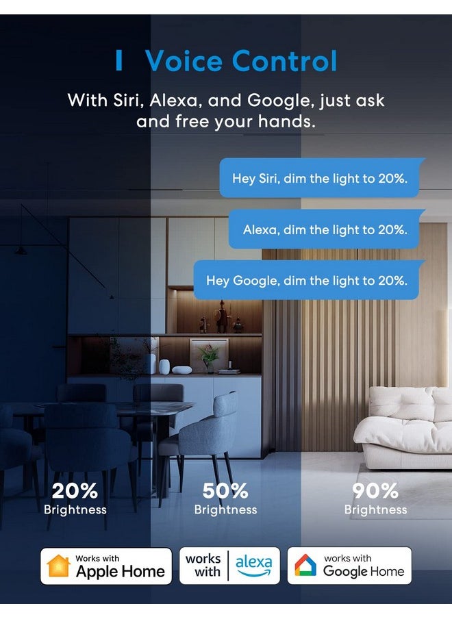 meross - meross Smart Dimmer Switch, Single Pole WiFi Light Switch Works with Apple HomeKit, Alexa, Remote/Voice Control and Schedule, Neutral Wire Required, 2.4GHz WiFi Only, No Hub Required, 2 Pack - Image 1